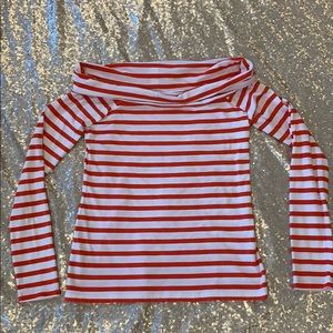 J. Crew Striped Off-the-Shoulder Top - Red
